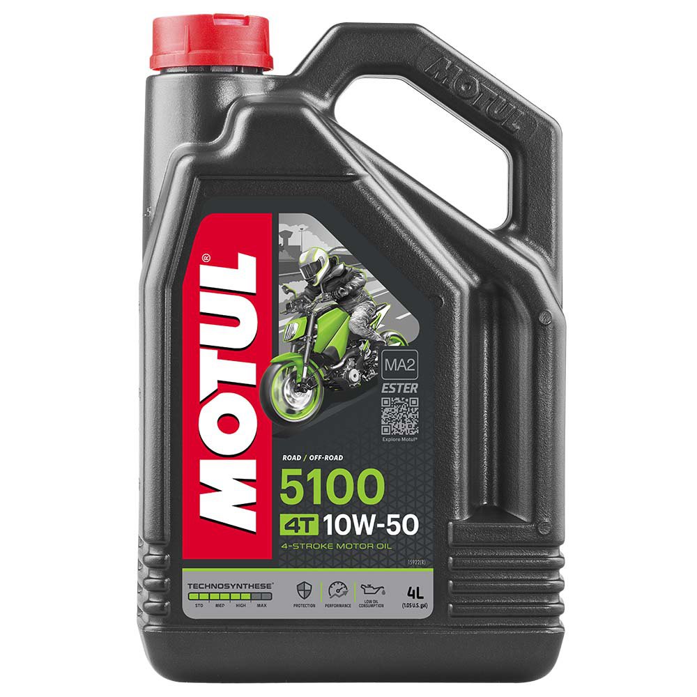Масло Motul 5100 10W50 4T моторное, полусинтетическое для четырехтактных двигателей, 4л